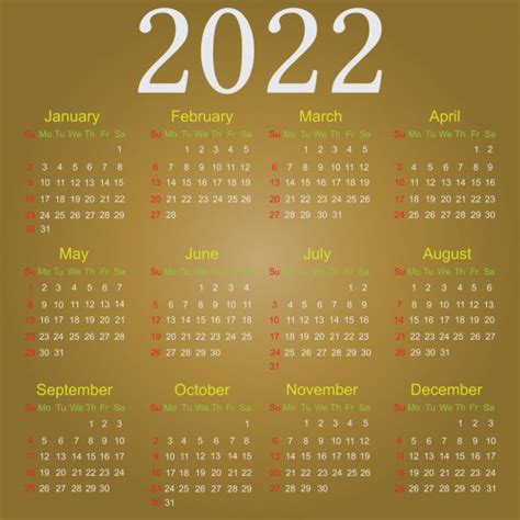 ᐈ 2022 calendario vectores de stock, ilustraciones 2022 | descargar en ...