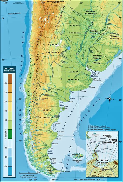 ⊛ Mapa de Argentina  Político & Físico Con Nombres 2021