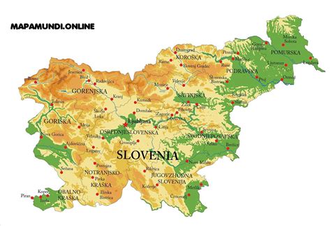 ⊛ Mapa de Eslovenia  Político y Físico Imágenes HD | 2022