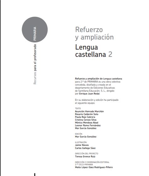 【 Refuerzo y Ampliacion Lengua 2 Primaria Santillana PDF