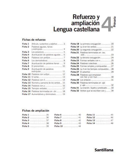 【 Refuerzo y Ampliacion Lengua 4 Primaria Santillana PDF
