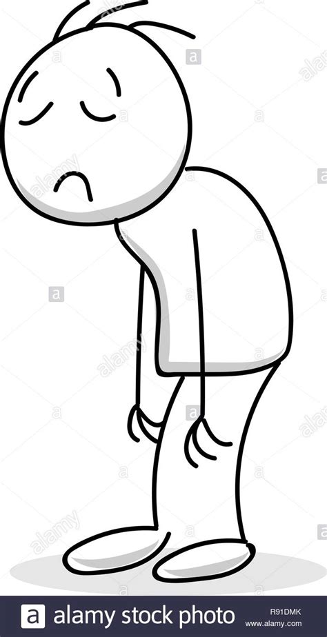 Sad and tired stick man drawing Stock Vector Art ...