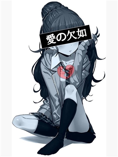 Sad Girl Anime Aesthetic, Broken Heart  Art Print by ...