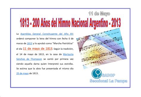 Sadop | Seccional La Pampa: 11 de Mayo   200 Años del ...
