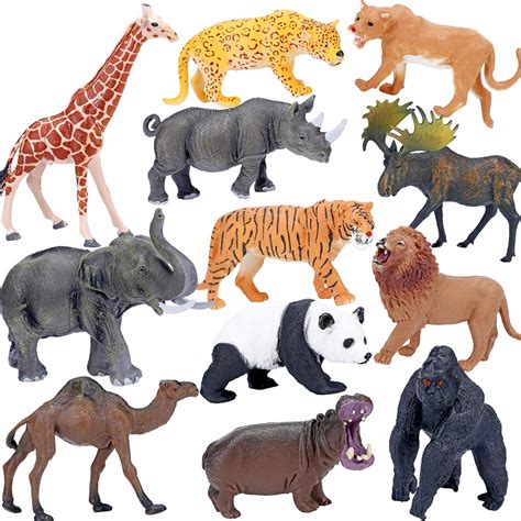 Safari Animals Figures Toys, Realistic Jumbo Wild Zoo Animals Figurines ...