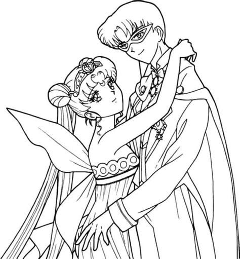 Sailor Moon And Tuxedo Mask Kiss Coloring Pages | Moon coloring pages ...