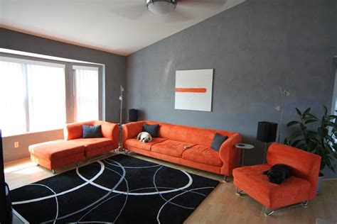 Salas en naranja y gris   Salas con estilo