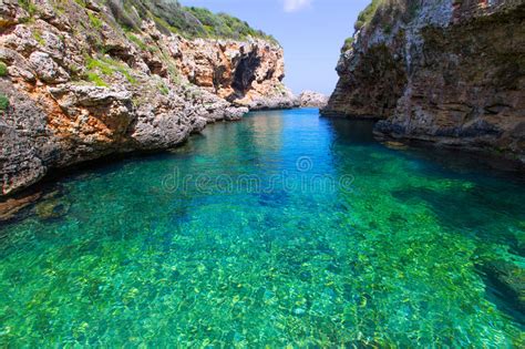 SAlgar Beach Cala Rafalet in Menorca at Balearic Islands Stock Photo ...