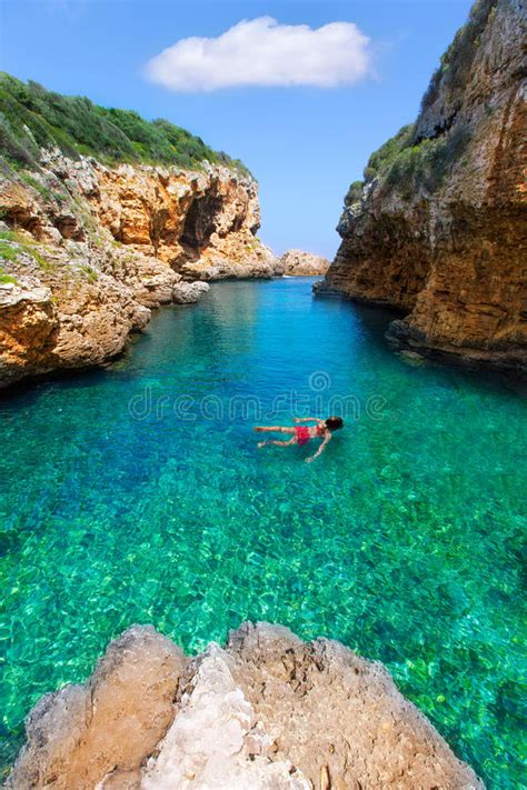 SAlgar Beach Cala Rafalet in Menorca at Balearic Islands Stock Photo ...