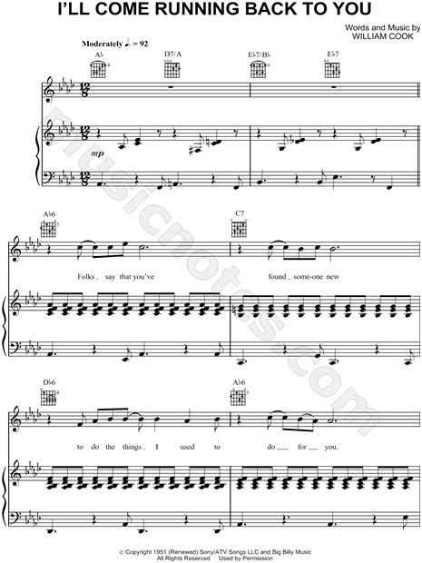 Sam Cooke  I ll Come Running Back To You  Sheet Music in ...