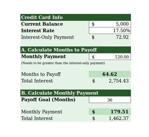 Sample Credit Card Payment Calculator   8+ Documents in Excel
