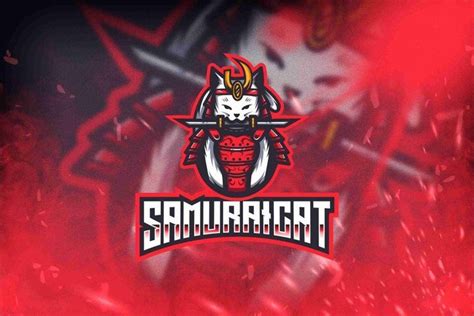 Samurai Cat Esport Logo Template  801024  | Logos | Design Bundles in ...