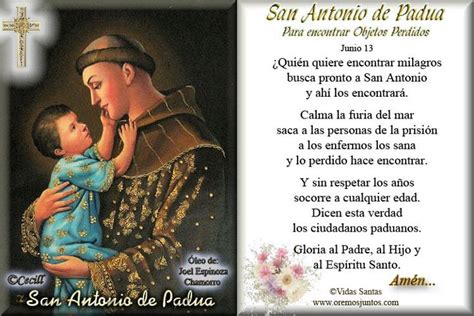 Santoral Católico : ORACIONES A SAN ANTONIO DE PADUA ...