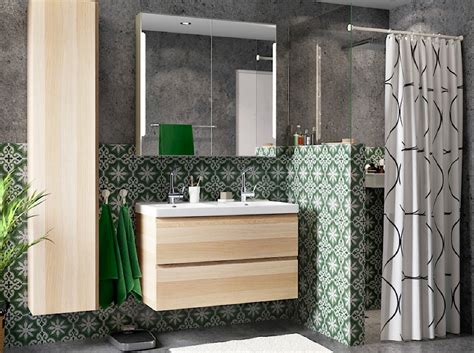 Łazienka IKEA   Średnia szara zielona łazienka w bloku bez okna ...