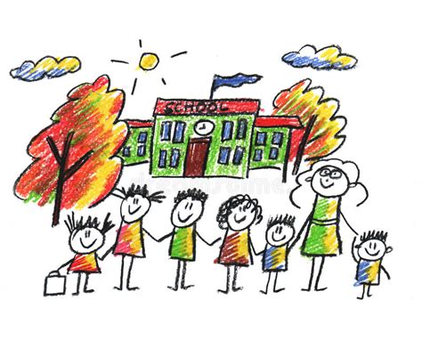School and happy children stock illustration. Illustration ...