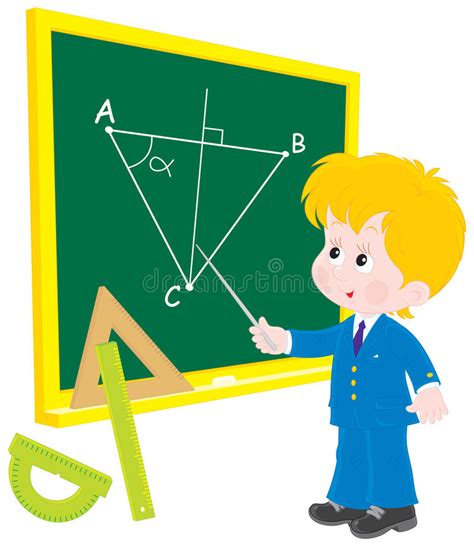 Schoolboy At Lesson Geometry Stock Vector   Illustration ...