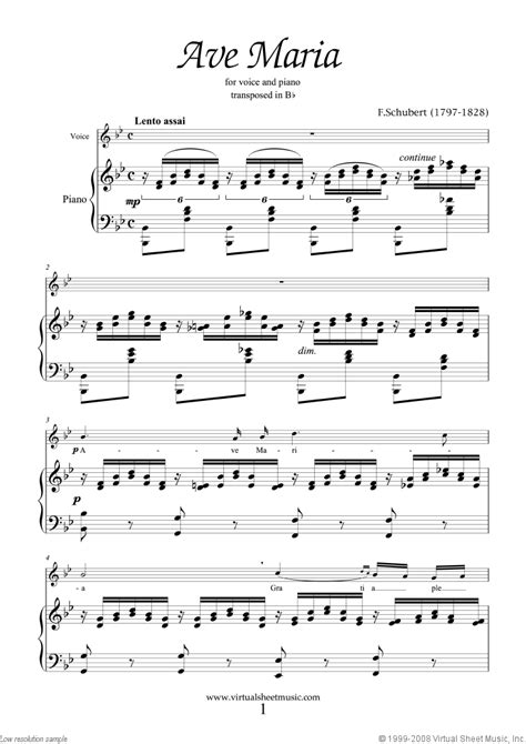 Schubert   Ave Maria  in Bb for soprano  sheet music for ...
