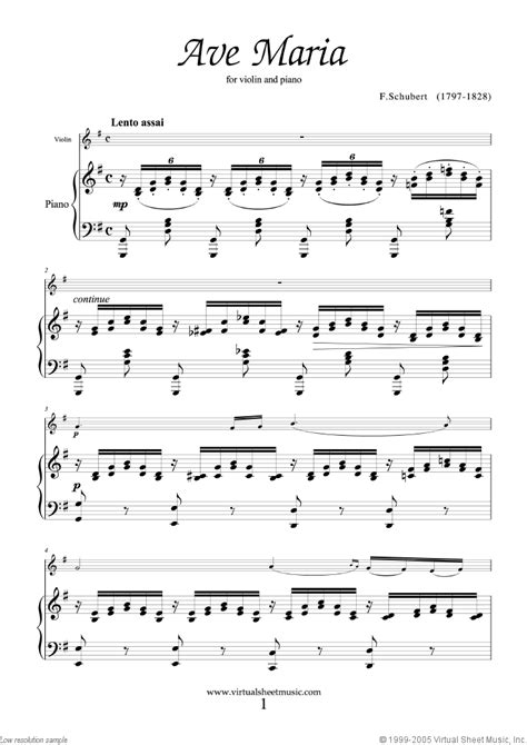 Schubert   Ave Maria sheet music for violin and piano [PDF]