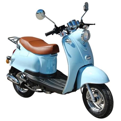Scooter rétro 50cc 4T EURO 4 Bleu Pastel + Carte Grise pas ...