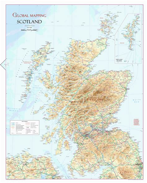 Scotland Physical   Wall Map : XYZ Maps