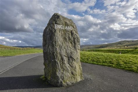 Scottish Border To England, Boundary Stone On The Road ...