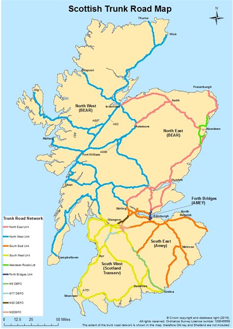 Scottish trunk road network map