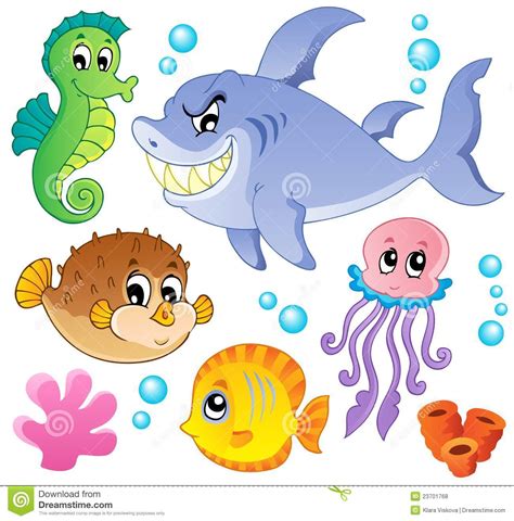 Sea Fishes And Animals Collection 4 Royalty Free Stock ...