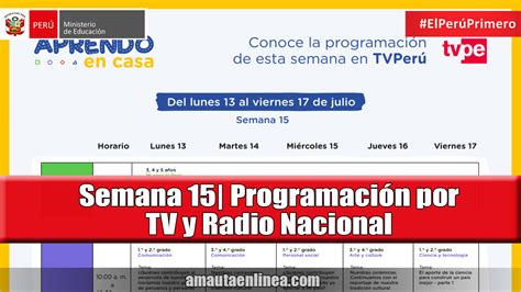 Semana 15| Programación por TV y Radio Nacional Aprendo en casa ...