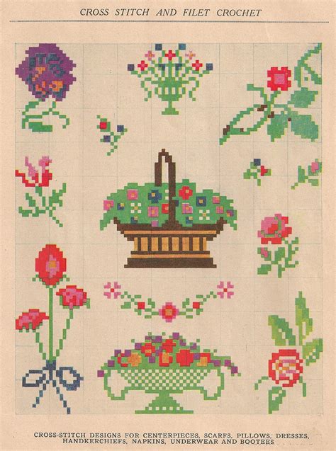 Sentimental Baby: Free Vintage Colored Cross Stitch Pattern