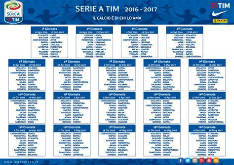 Serie A di calcio: il calendario 2016 17