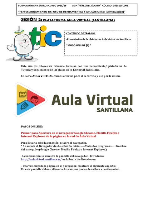 Sesión 2:: Plataforma Aula Virtual  Santillana ...
