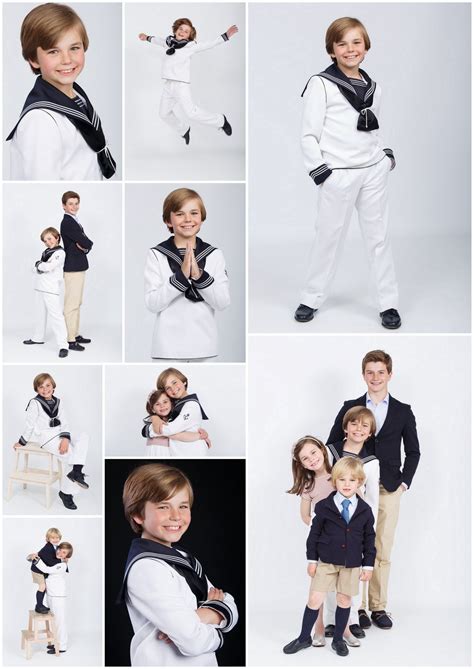 Sesion de fotos de niño con el traje de primera comunion en el estudio ...