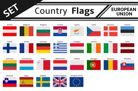 set countries flags european union ~ Illustrations ...