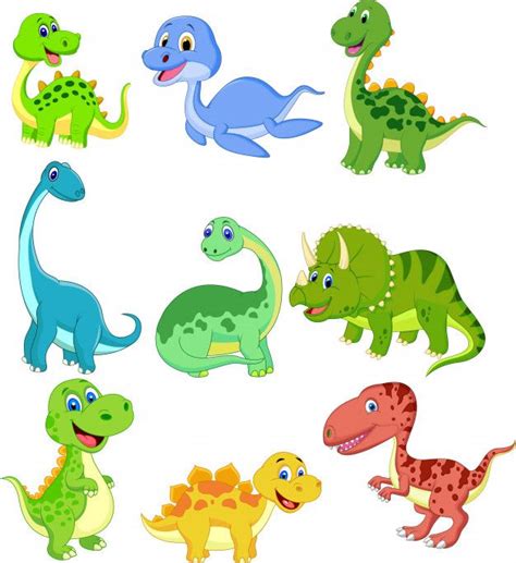 Set de dibujos animados de colección de dinosaurios ...