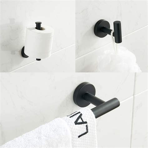 Set Juego De Accesorios Para Baño Toallero Negro Mate, 5pzs | Mercado Libre