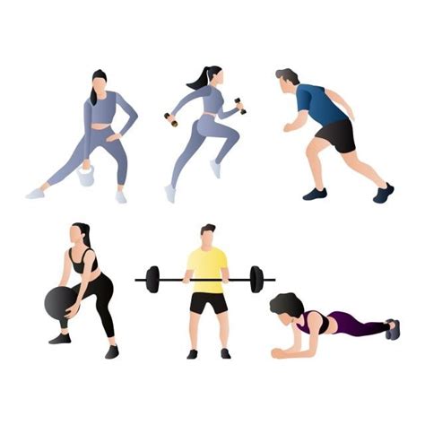 Set Of Gym Workout People, Gym, Body, Vector PNG and Vector with ...