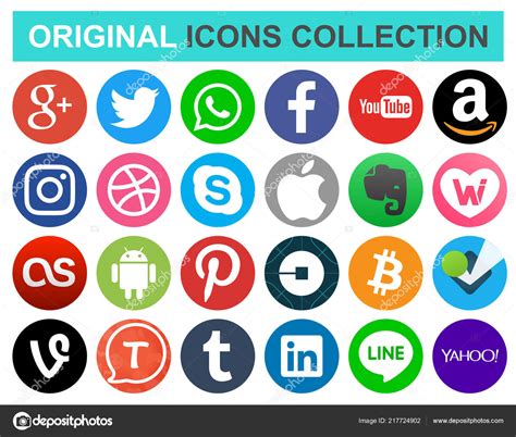 Set Popular Circle Social Media Other Icons Facebook ...