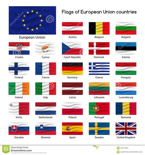 Set The Flags Of European Union Countries, Member States ...
