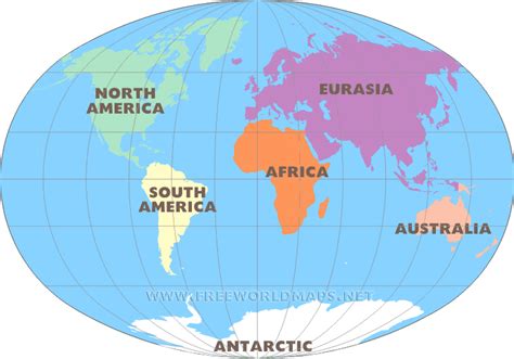 Seven continents – maps of the continents by FreeWorldMaps.net