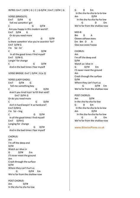 Shallow   A Star Is Born Piano Chords Lyrics in 2020 ...