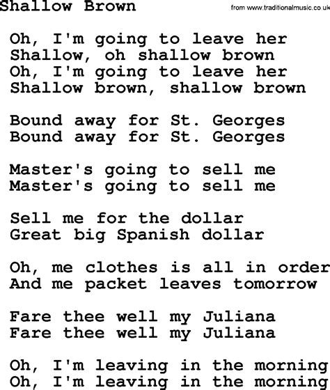 Shallow Brown   Sea Song or Shantie lyrics