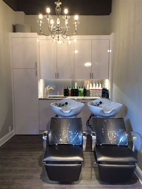shampoo bowls with custom cabinets #interiors #salon # ...