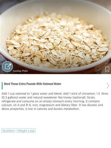 Shed Those Extra Pounds With Oatmeal Water   via @CureJoy ...