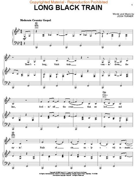 Sheet music: Josh Turner   Long Black Train  Piano, Vocal ...