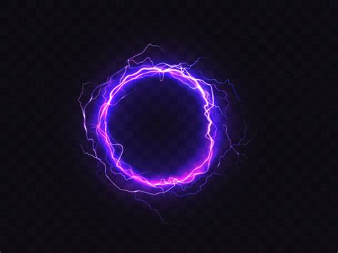 Shining circle of purple lighting isolated on dark ...