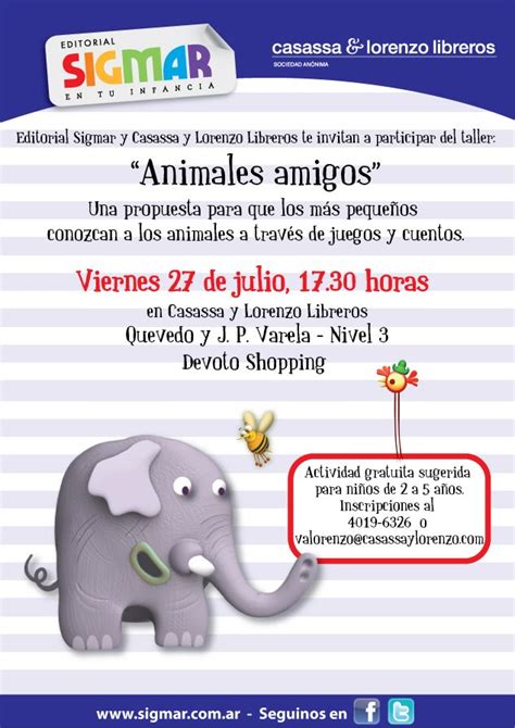 Sigmar presenta el taller gratuito Animales amigos para niños