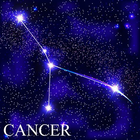 Signo del zodíaco de cáncer con hermosas estrellas brillantes en el ...