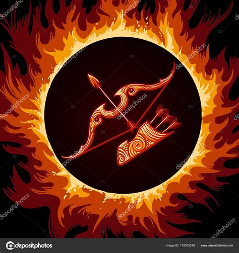 Signo del zodiaco Sagitario en el círculo de fuego ...