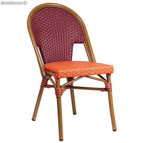 Silla sillas parisinas para terrazas en ratán rojo y naranja