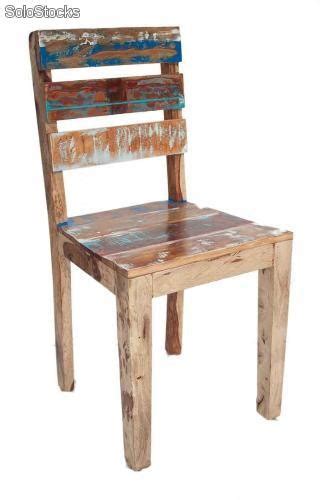 Silla sillas Vintage Industrial madera decapado envejecido